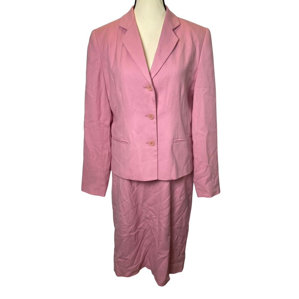 Vintage Saks Fifth Avenue Folio Collection Wool Skirt Suit 10 Pink Barbie Career